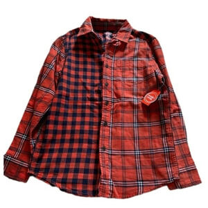 Burnt Orange and Navy Plaid Large Button Down Shirt NEW WITH TAGS​